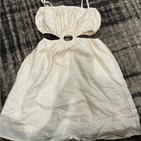 FAITHFULL THE BRAND  Zuma Womens Linen Cut-Out Mini Dress cream white sz S - Picture 2 of 5